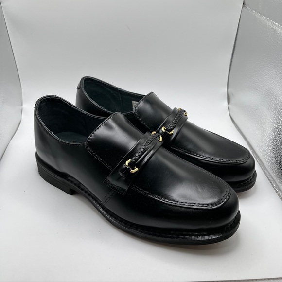 NWOB Executive Imperials Men\'s Black Leather Horsebit Slip-on Loafers size 7